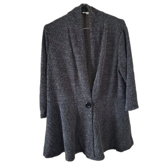 Carol Rose Sweaters - Carol Rose Charcoal Gray One Button Long Sleeve Cardigan